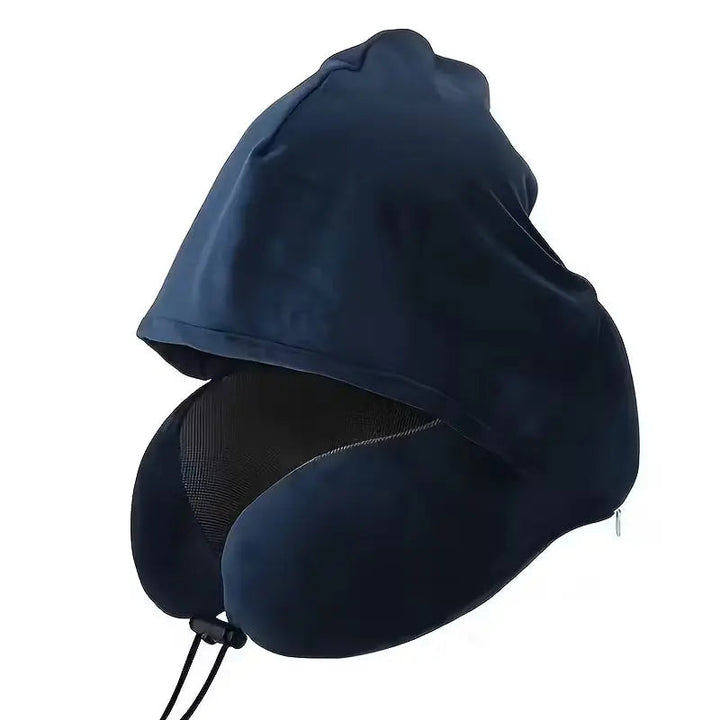 Hooded U-Shaped Memory Foam Travel Neck Pillow with Detachable Hood | Rest Anywhere with Hooded Comfort | Travel Pillows