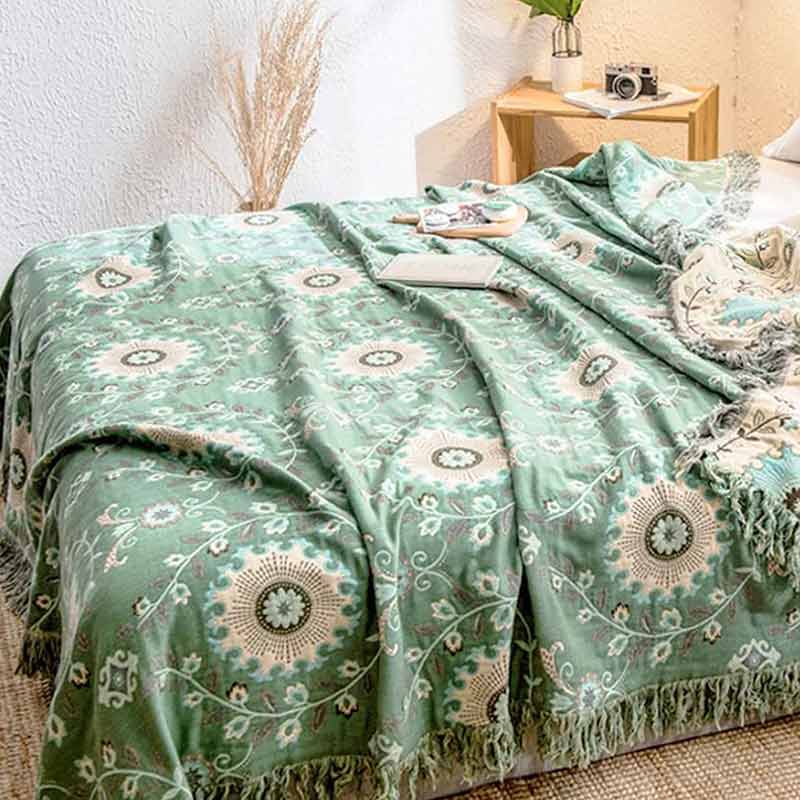 Reversible Cotton Sofa Cover Blanket in Three Sizes, Machine Washable | Reversible Cotton Cover for Sofas and Beds | Throw Blankets