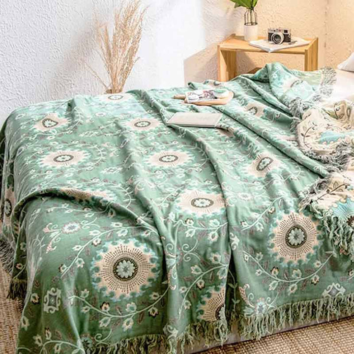 Reversible Cotton Sofa Cover Blanket in Three Sizes, Machine Washable | Reversible Cotton Cover for Sofas and Beds | Throw Blankets
