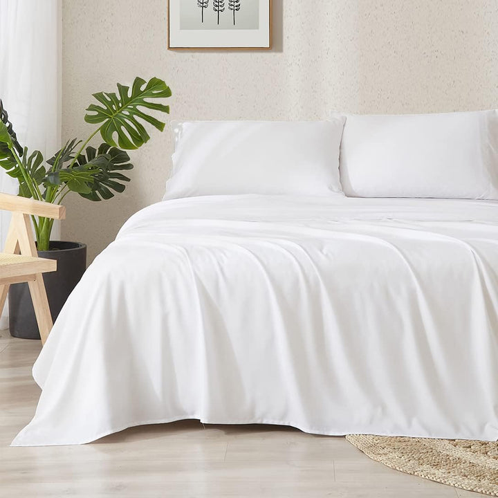 Bamboo Viscose Cooling Sheet Set with Fitted Sheet, Flat Sheet and Pillowcases | Cool Bamboo Sheets for Warm Sleepers | Bedding Sets