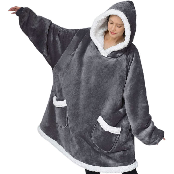 Oversized hoodie blanket with sherpa hood