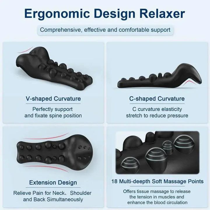 Ergonomic C-Curve Stretcher Pillow with Massage Points | Massage Points for Daily Relaxation | Massage Pillows