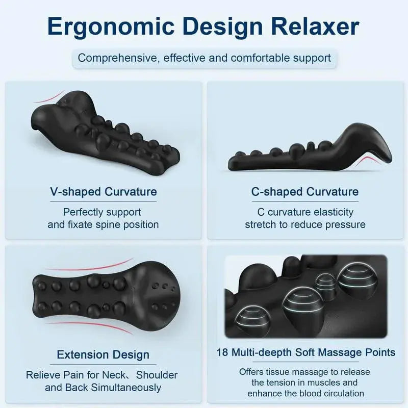 C-Shaped Neck and Back Stretcher Pillow with Massage Points | Stretch Out After Screen Time | Specialty Pillows