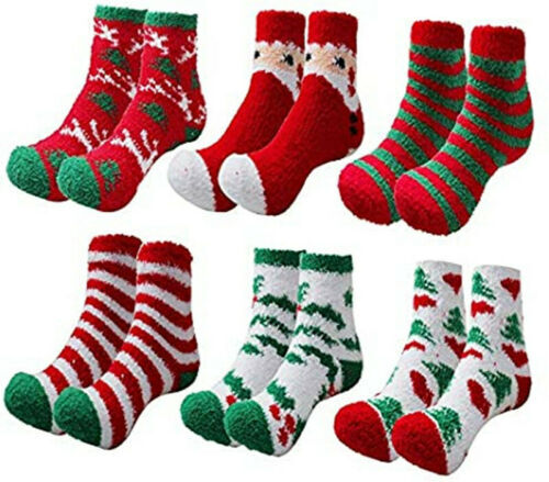 Five pairs of fluffy Christmas bed socks