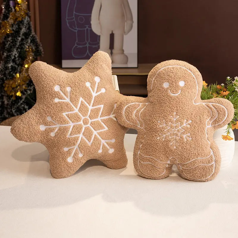 Gingerbread Character Plush Pillow for Christmas Room Decoration | Gingerbread Plush Christmas Pillow | Decorative Pillows