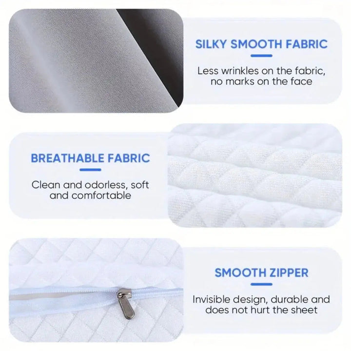 Two-Height Memory Foam Cervical Pillow with Breathable Cover | Switch Heights by Turning It Over | Bed Pillows