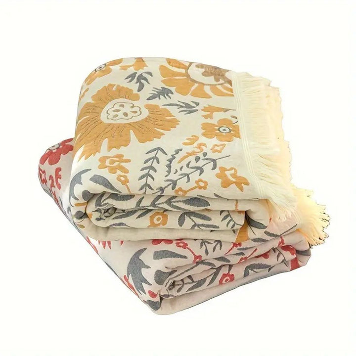 Versailles-Inspired Reversible Floral Cotton Blanket in Two Sizes | Palace Florals, Reversible | Throw Blankets