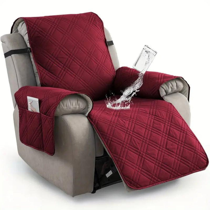 Quilted Waterproof Recliner Slipcover with Side Pocket and Elastic Band | Waterproof Recliner Cover, Fresh Look | Recliner Covers
