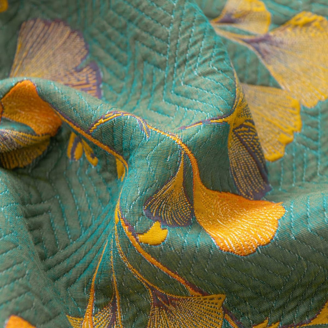 Reversible Jacquard Floral Ginkgo Leaves Coverlet in Four Sizes | Ginkgo Leaf Coverlet, Two Looks | Bedding Sets