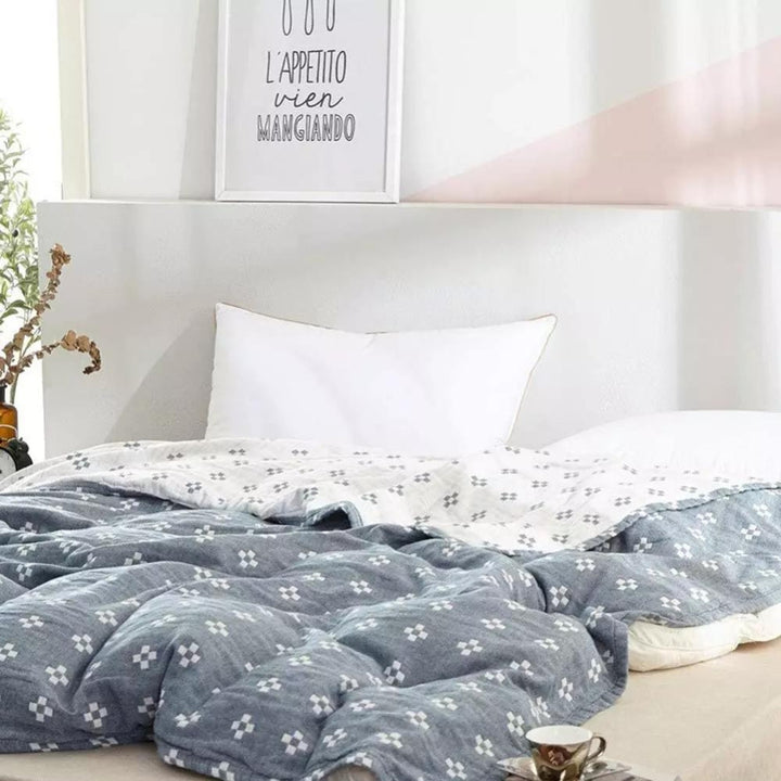 Diamond Dot Three-Layer Cotton Gauze Comfort Blanket, Five Colours | Three-Layer Gauze, Diamond Dots | Throw Blankets