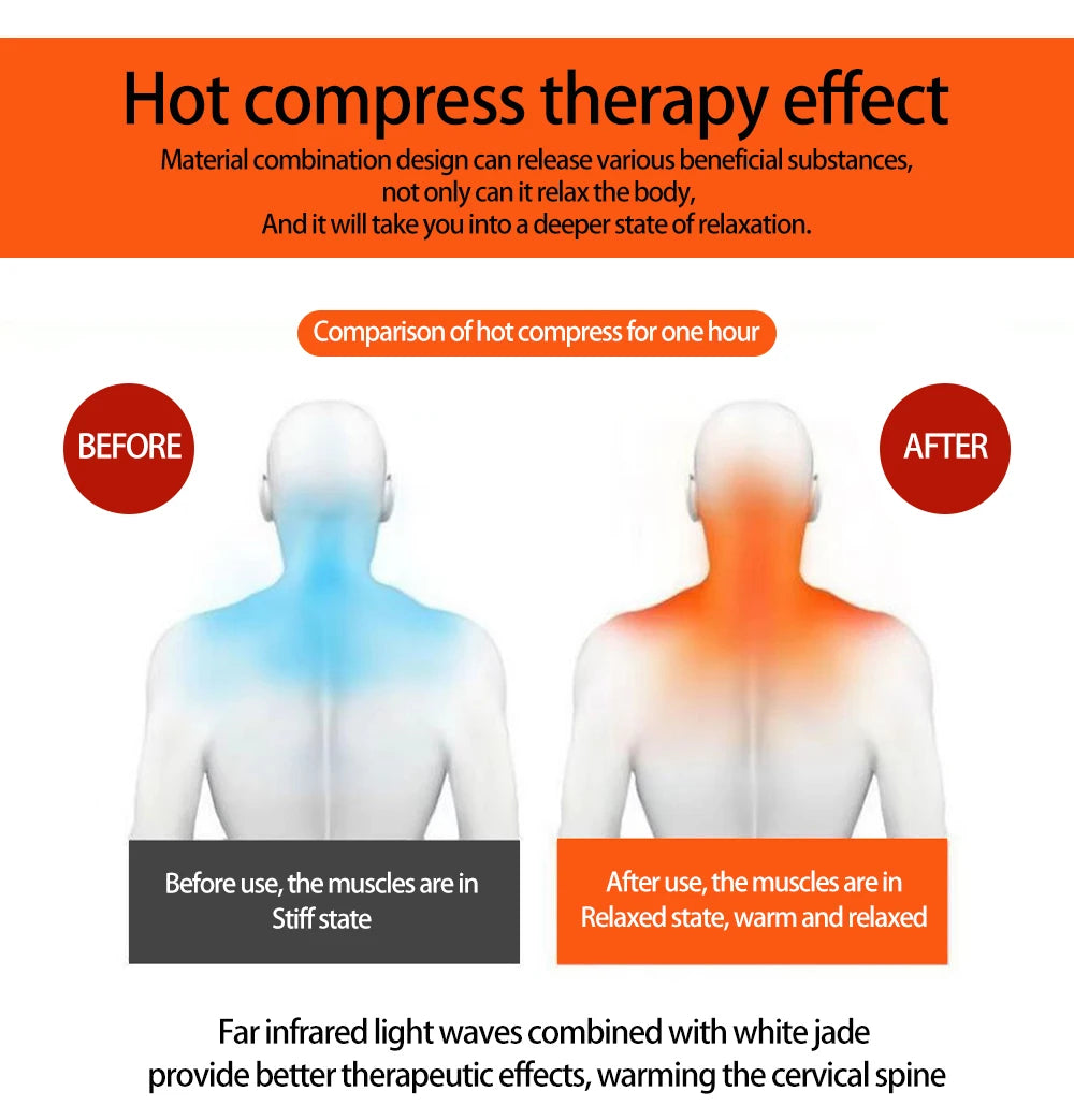 Heated Neck Pillow with Stone Surface and Wired Temperature Controller | Warm Stone Roll for Your Neck | Heated Neck Pillows
