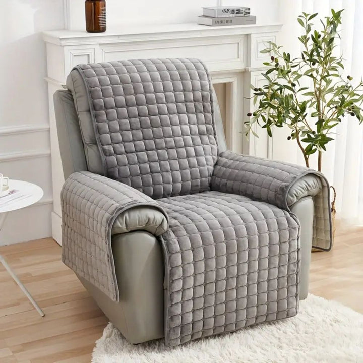 Quilted Velvet Grid Recliner Cover for Single Recliners and Lounge Chairs | Quilted Grid Velvet Comfort | Recliner Covers