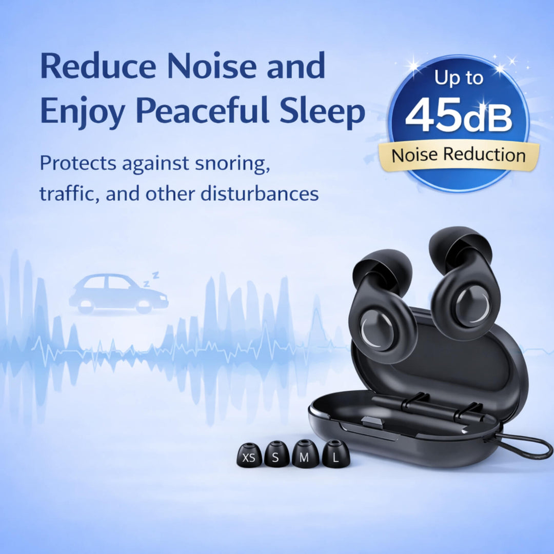 Reusable Silicone Sleep Earplugs with Multiple Ear Tip Sizes and Case | Soft Seal Earplugs for Quiet Nights | Earplugs