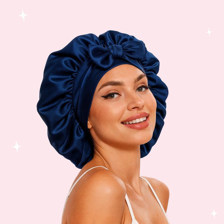 Double-Layer Silk Sleep Bonnet with Adjustable Strap for All Hair | Protect Your Hair Overnight | Hair Bonnets
