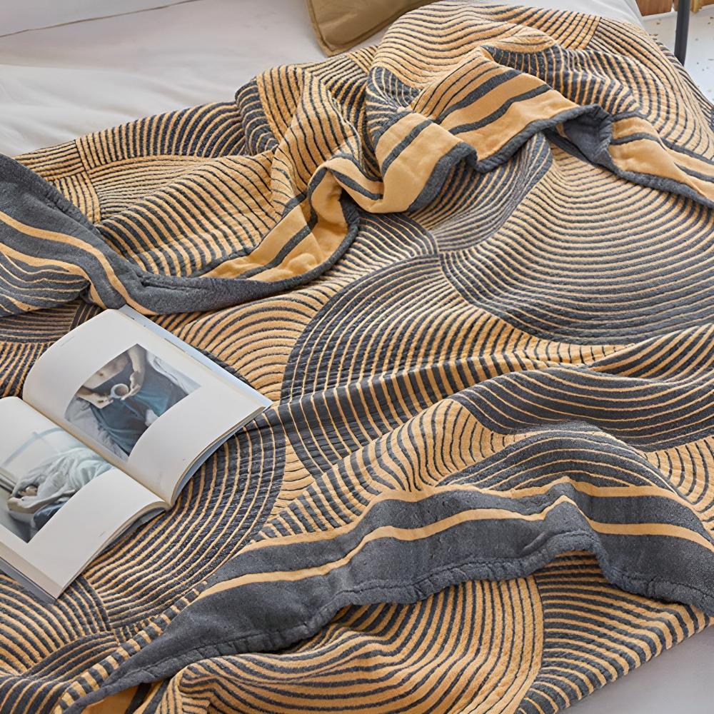 Reversible 4-Layer Cotton Muslin Blanket in Three Sizes | Four Layers of Soft Muslin | Throw Blankets