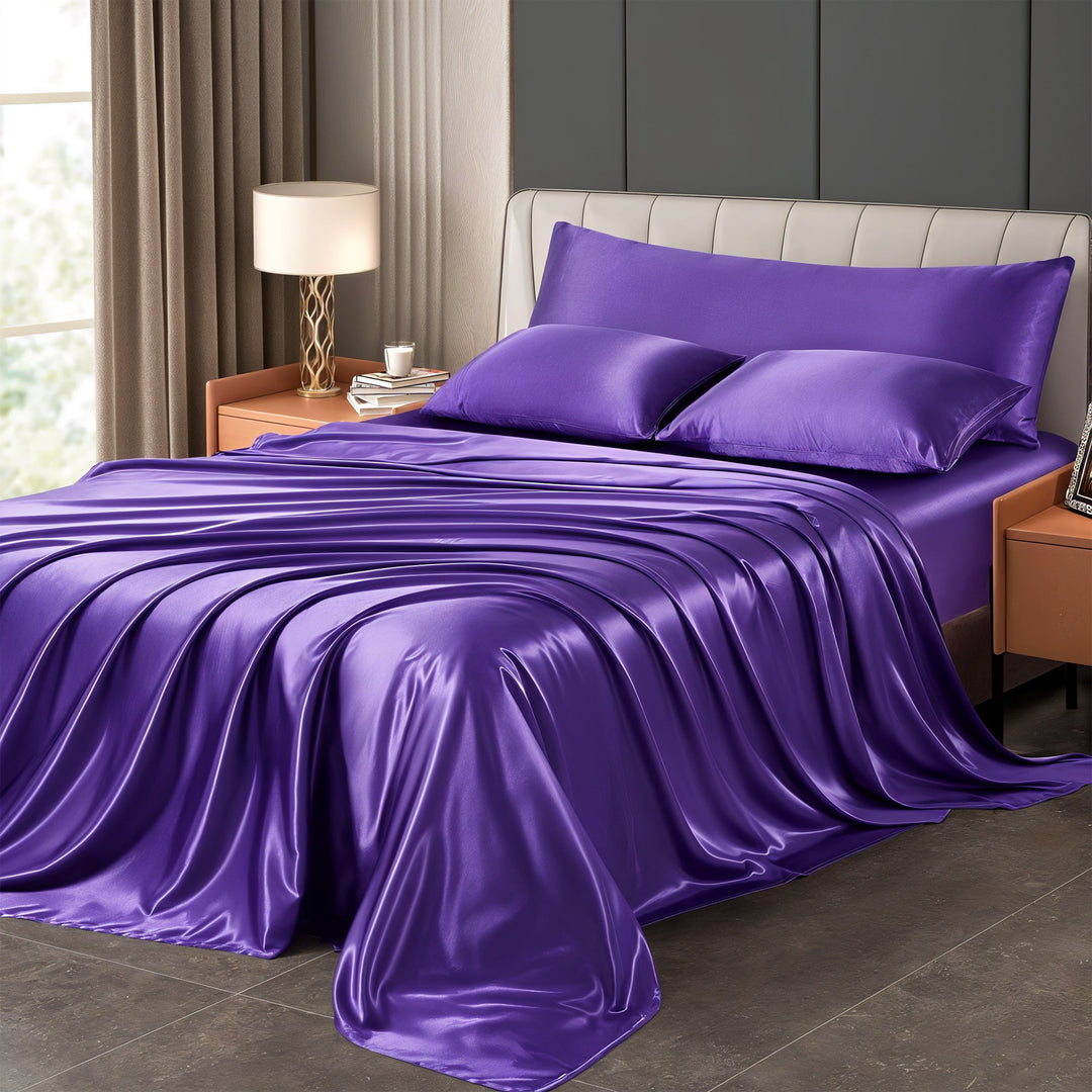Luxury Satin Sheet Set with Deep Pockets in Four Sizes | Silky Satin Bedding With Deep Fit | Bedding Sets