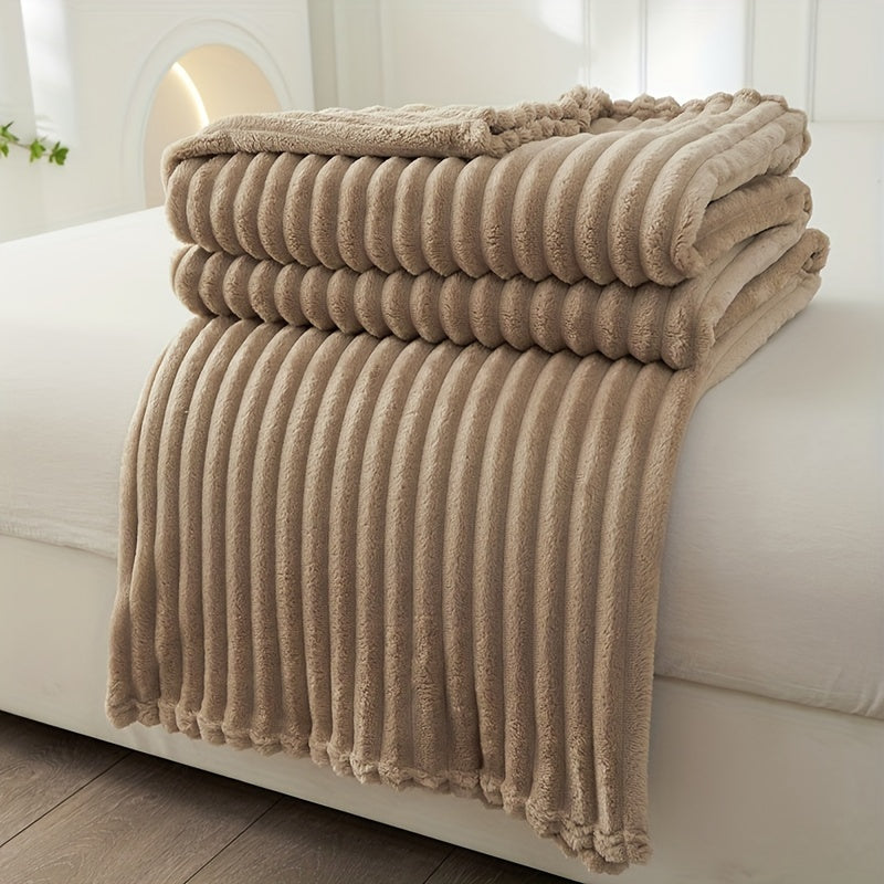 Soft Plush Ribbed Blanket for Couch and Bed Comfort | Ribbed Plush Warmth and Style | Throw Blankets