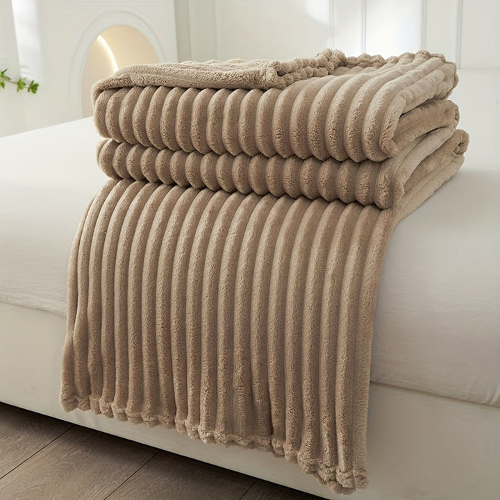 Soft Plush Ribbed Blanket for Couch and Bed Comfort | Ribbed Plush Warmth and Style | Throw Blankets