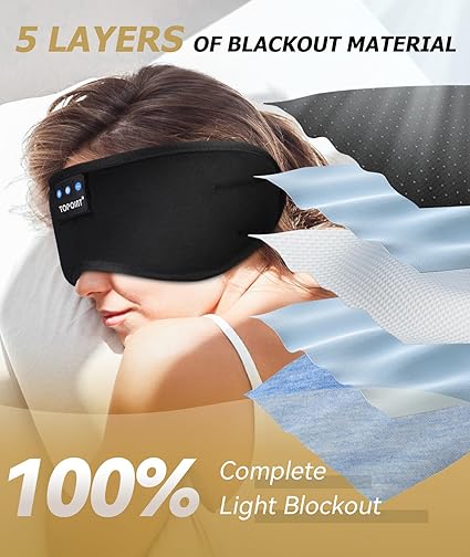 Adjustable Bluetooth Sleep Mask with Speakers for Side Sleepers and Travel | Darkness With Soothing Sound | Sleep Masks