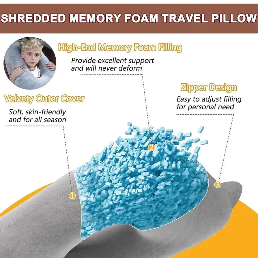 Memory Foam Compact Travel Pillow for Car and Road Trips | Road Trip Neck Comfort | Travel Pillows