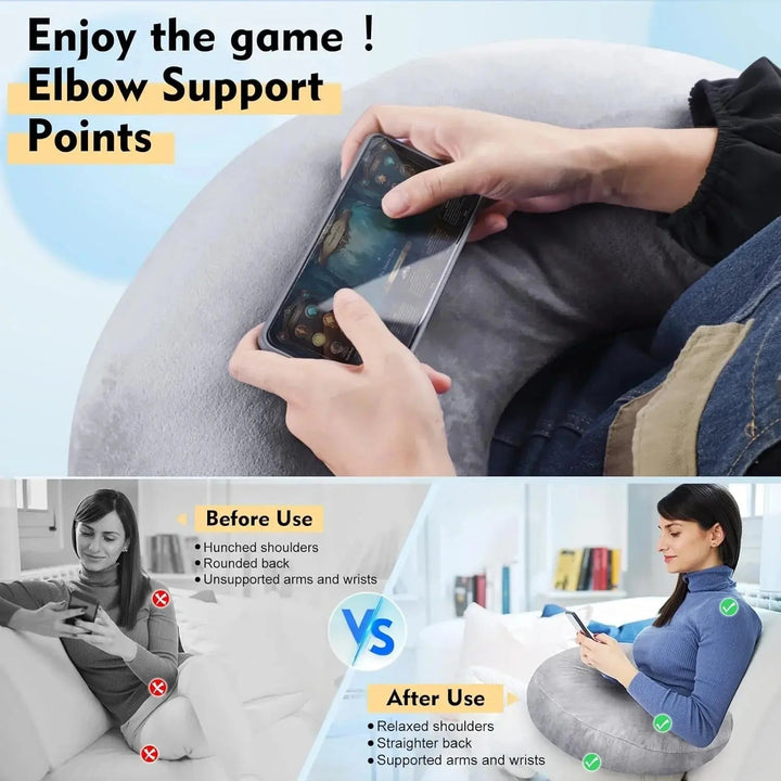 U-Shaped Lap Gaming Pillow with Arm Support and Velvet Cover | Soft Rest for Arms and Elbows | Support Pillows