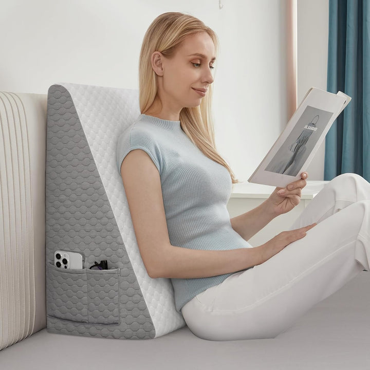 Elevated Bed Wedge Pillow in Breathable Memory Foam for Sleeping and Reading | Incline for Sleeping and Reading | Wedge Pillows