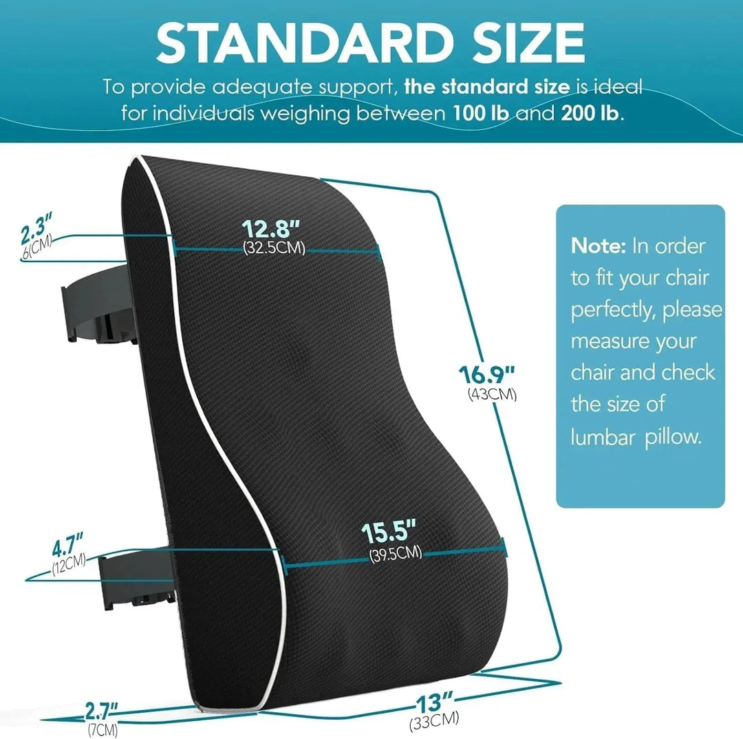 Ergonomic Memory Foam Lumbar Cushion with Adjustable Straps | Supportive Seat Comfort | Lumbar Pillows