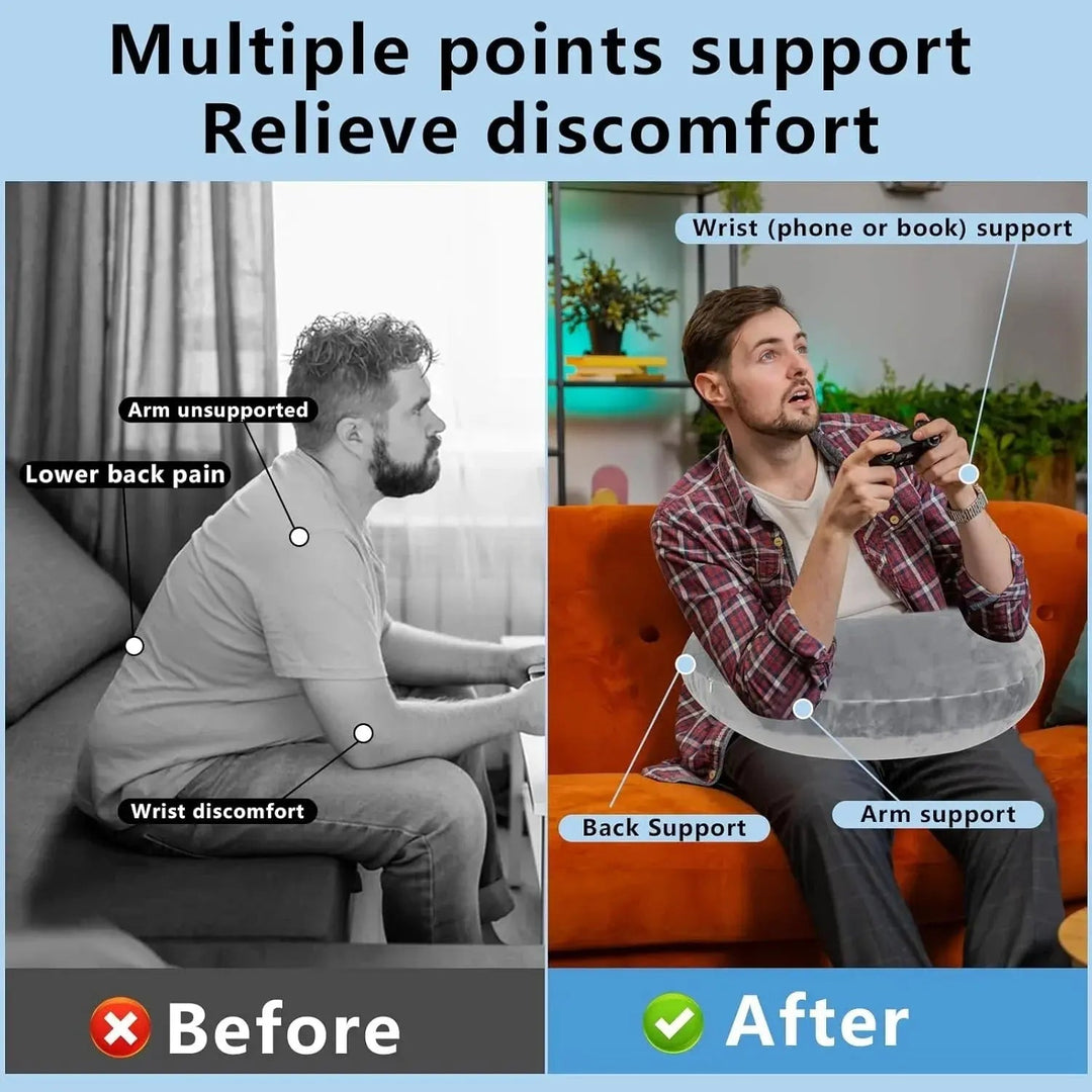 U-Shaped Lap Gaming Pillow with Arm Support and Velvet Cover | Soft Rest for Arms and Elbows | Support Pillows