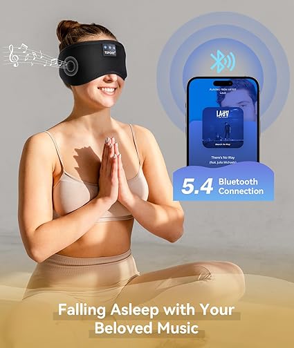 Adjustable Bluetooth Sleep Mask with Speakers for Side Sleepers and Travel | Darkness With Soothing Sound | Sleep Masks
