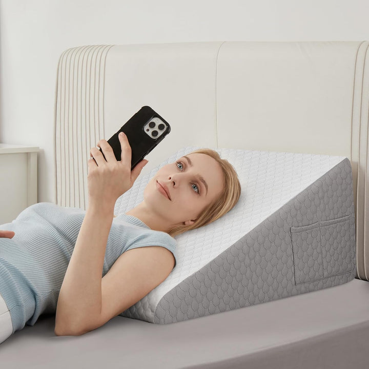 Elevated Bed Wedge Pillow in Breathable Memory Foam for Sleeping and Reading | Incline for Sleeping and Reading | Wedge Pillows
