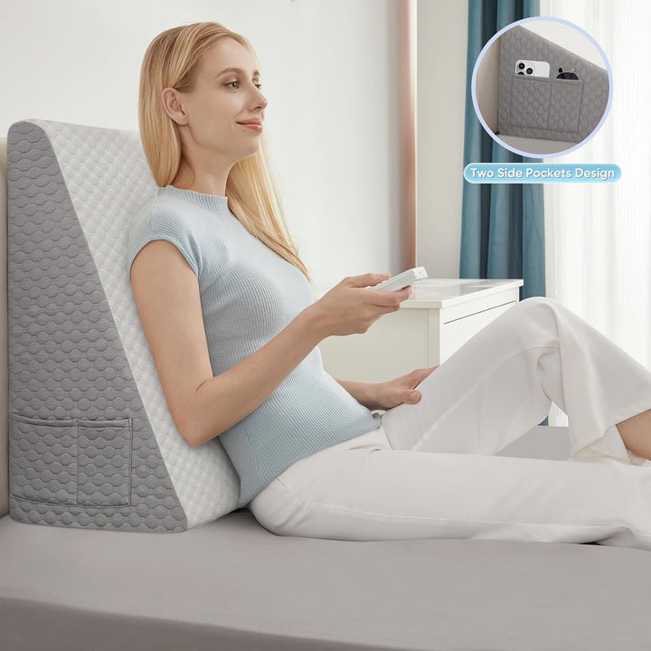 Elevated Bed Wedge Pillow in Breathable Memory Foam for Sleeping and Reading | Incline for Sleeping and Reading | Wedge Pillows