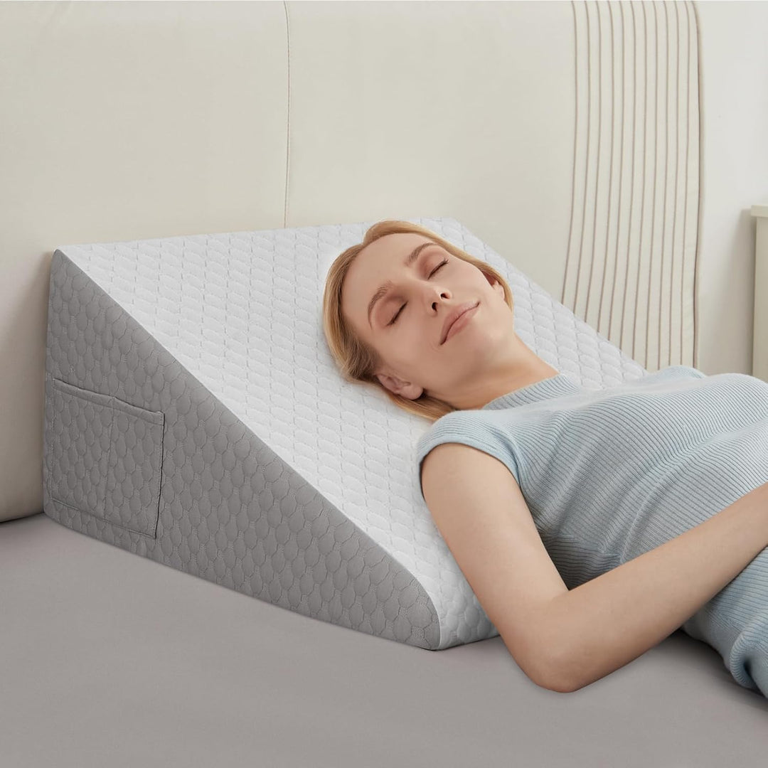 Elevated Bed Wedge Pillow in Breathable Memory Foam for Sleeping and Reading | Incline for Sleeping and Reading | Wedge Pillows