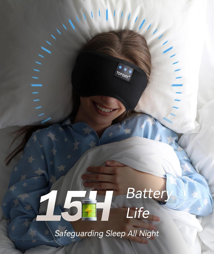 Adjustable Bluetooth Sleep Mask with Speakers for Side Sleepers and Travel | Darkness With Soothing Sound | Sleep Masks