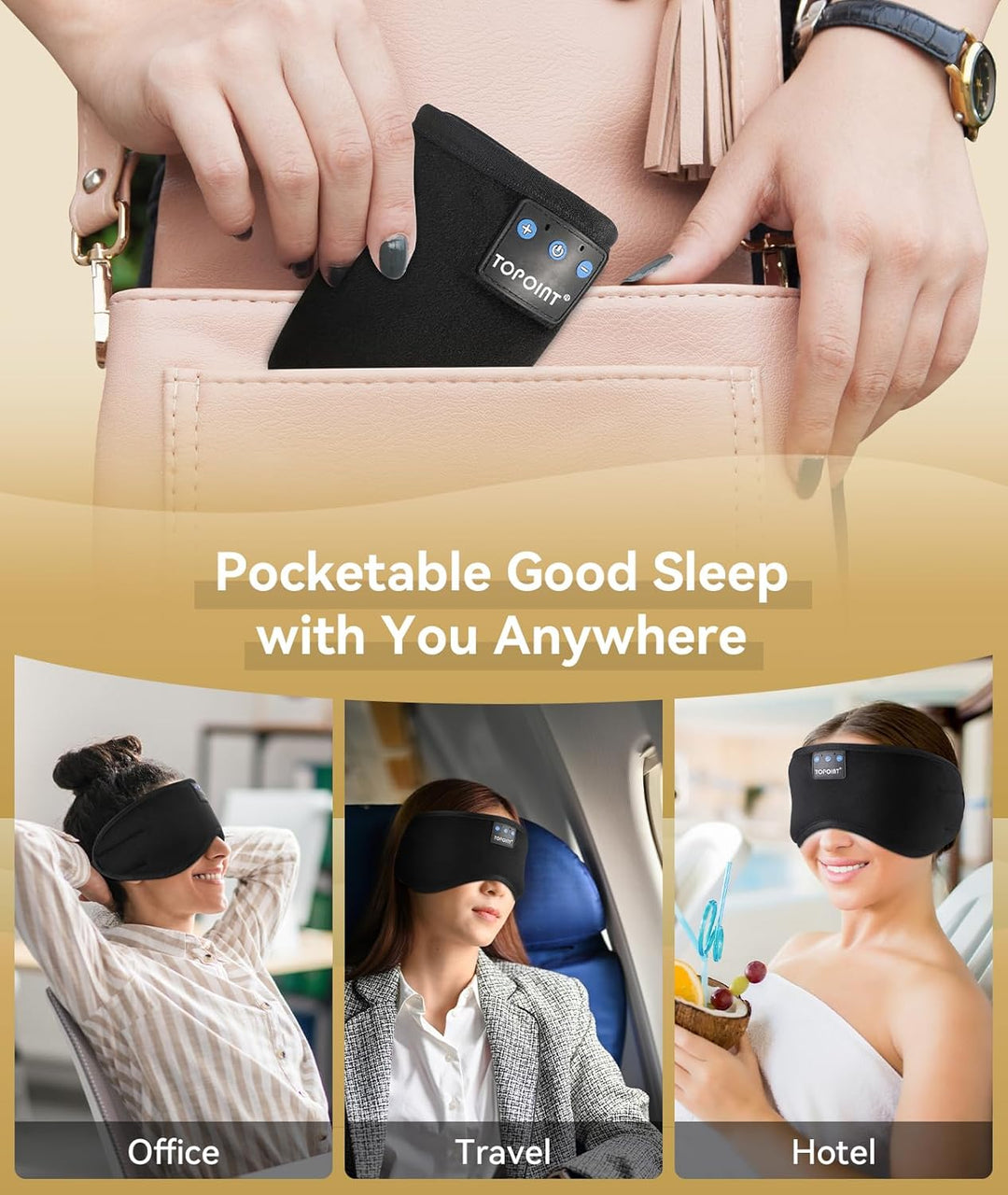Adjustable Bluetooth Sleep Mask with Speakers for Side Sleepers and Travel | Darkness With Soothing Sound | Sleep Masks