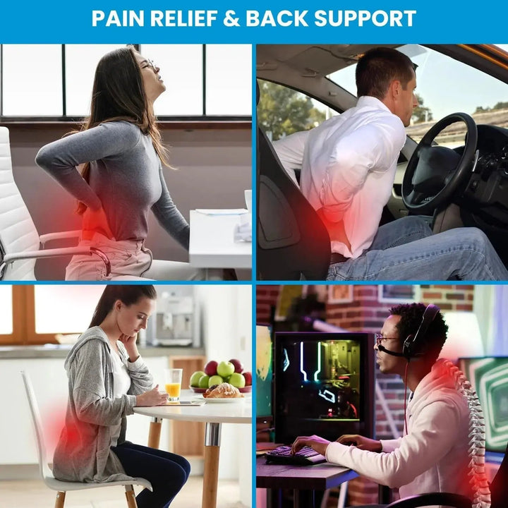 Ergonomic Memory Foam Lumbar Cushion with Adjustable Straps | Supportive Seat Comfort | Lumbar Pillows