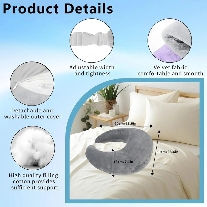 U-Shaped Lap Gaming Pillow with Arm Support and Velvet Cover | Soft Rest for Arms and Elbows | Support Pillows