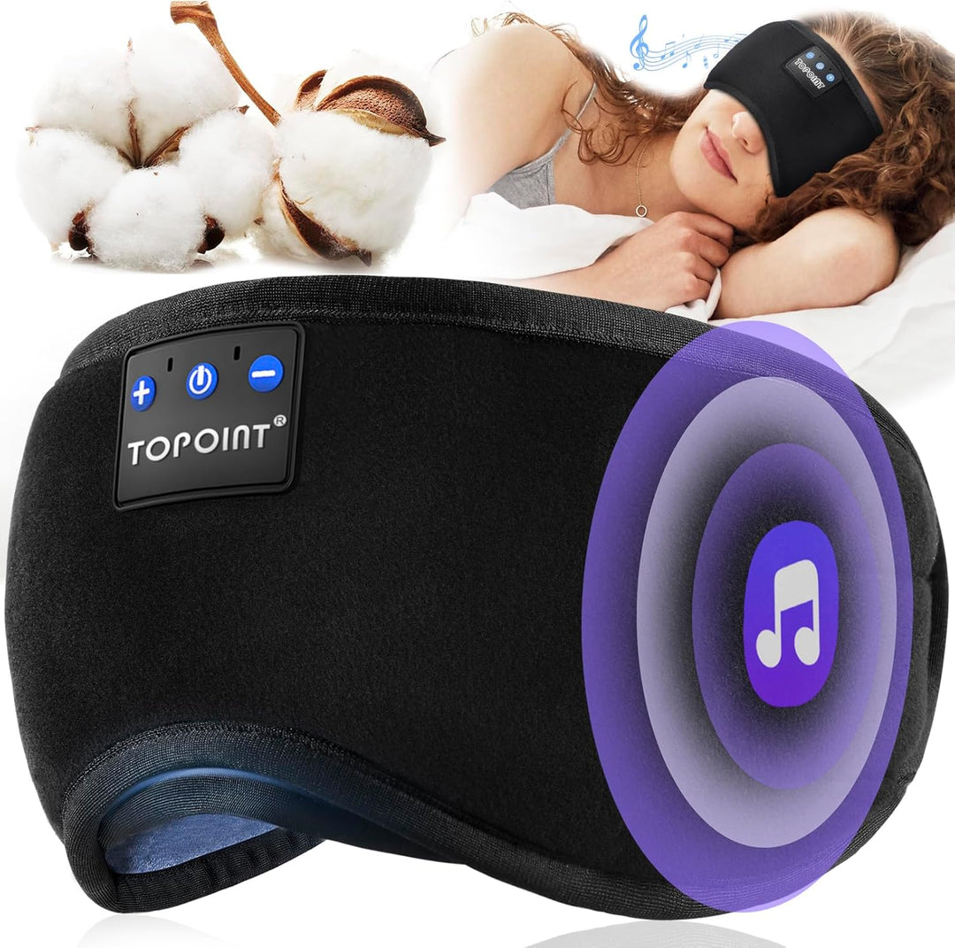 Adjustable Bluetooth Sleep Mask with Speakers for Side Sleepers and Travel | Darkness With Soothing Sound | Sleep Masks