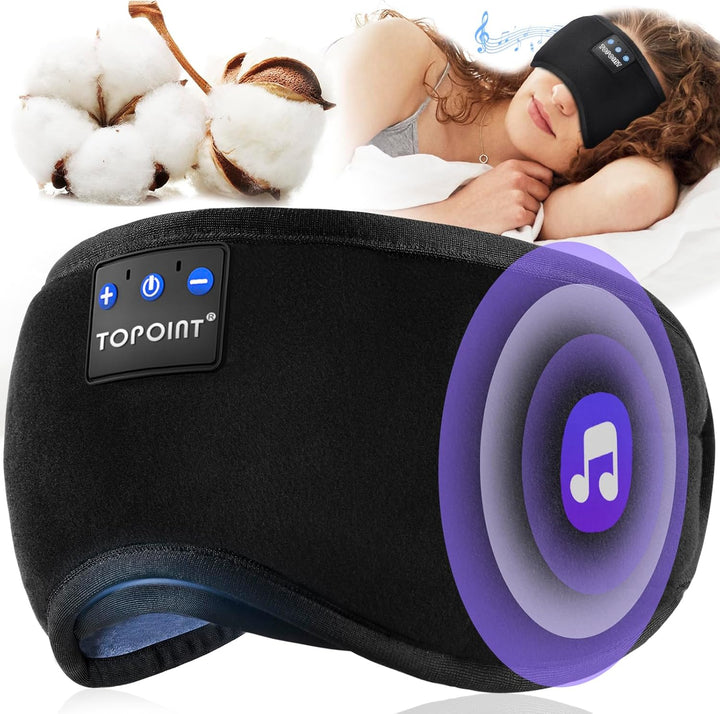 Adjustable Bluetooth Sleep Mask with Speakers for Side Sleepers and Travel | Darkness With Soothing Sound | Sleep Masks