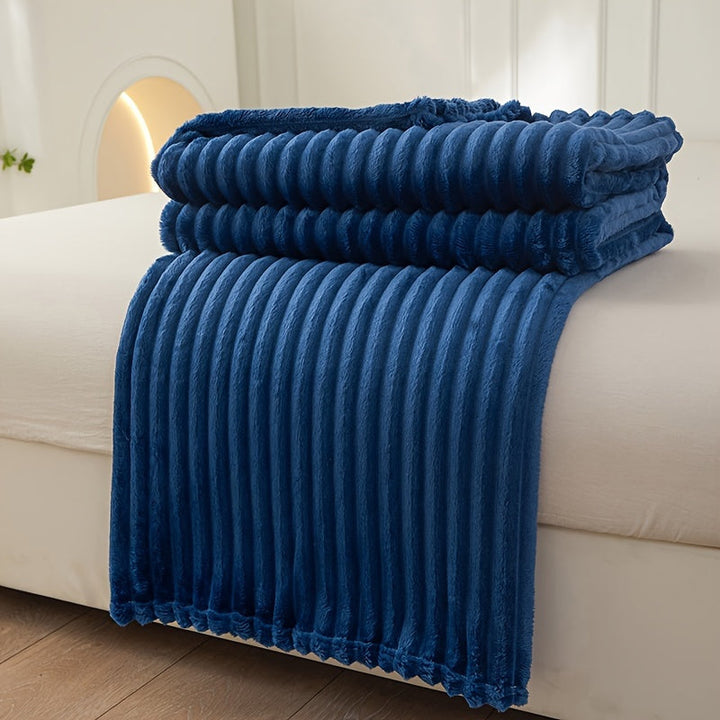 Soft Plush Ribbed Blanket for Couch and Bed Comfort | Ribbed Plush Warmth and Style | Throw Blankets