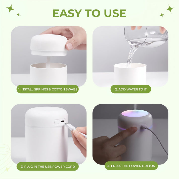 Portable Cool Mist Aroma Diffuser Humidifier with LED Night Light | Cool Mist and Soft Glow | Humidifiers