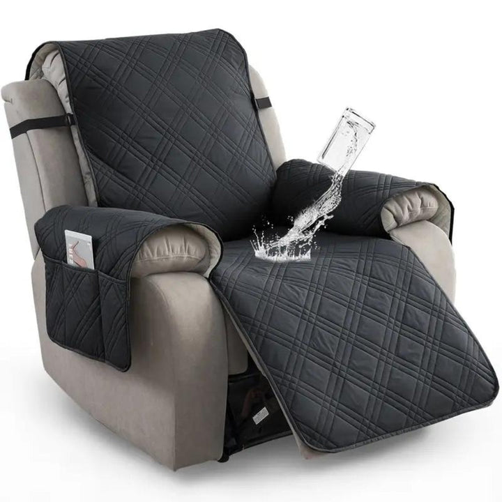 Quilted Waterproof Recliner Slipcover with Side Pocket and Elastic Band | Waterproof Recliner Cover, Fresh Look | Recliner Covers