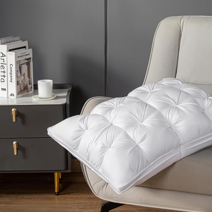 Goose Down and Feather Pillow with Three-Compartment Design | Hotel-Style Fluff and Support | Bed Pillows