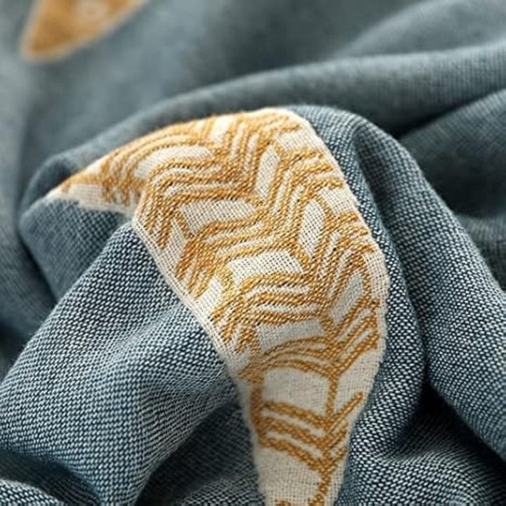 Golden Fish Reversible Cotton Gauze Blanket, Jacquard Weave | Playful Golden Fish on Soft Gauze | Throw Blankets