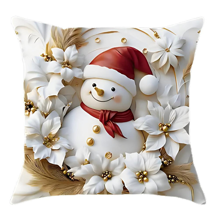 Christmas Velvet Cushion Covers, 4 Pack with Hidden Zip | Four Festive Designs in Velvet | Throw Pillows