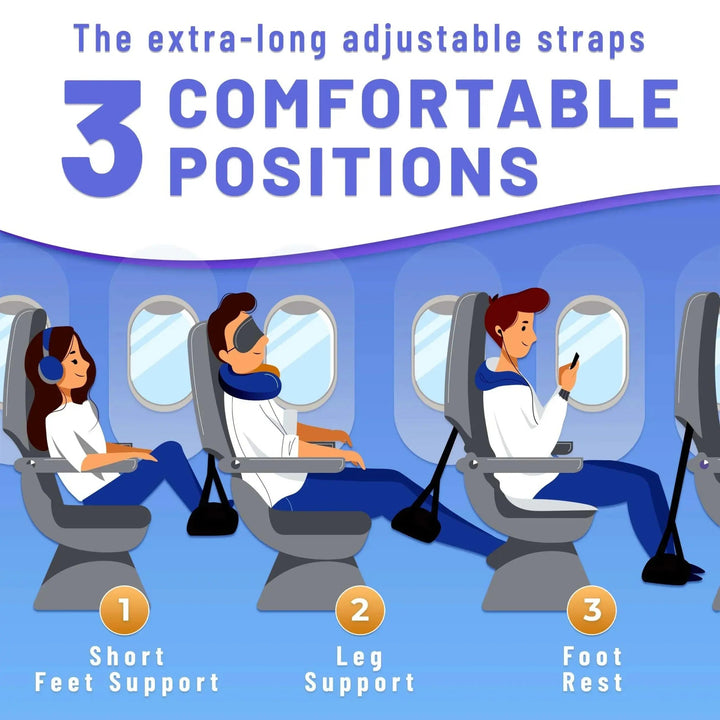 Adjustable Airplane Foot Hammock with Padded Base | Rest Your Feet on Long Flights | Travel Accessories