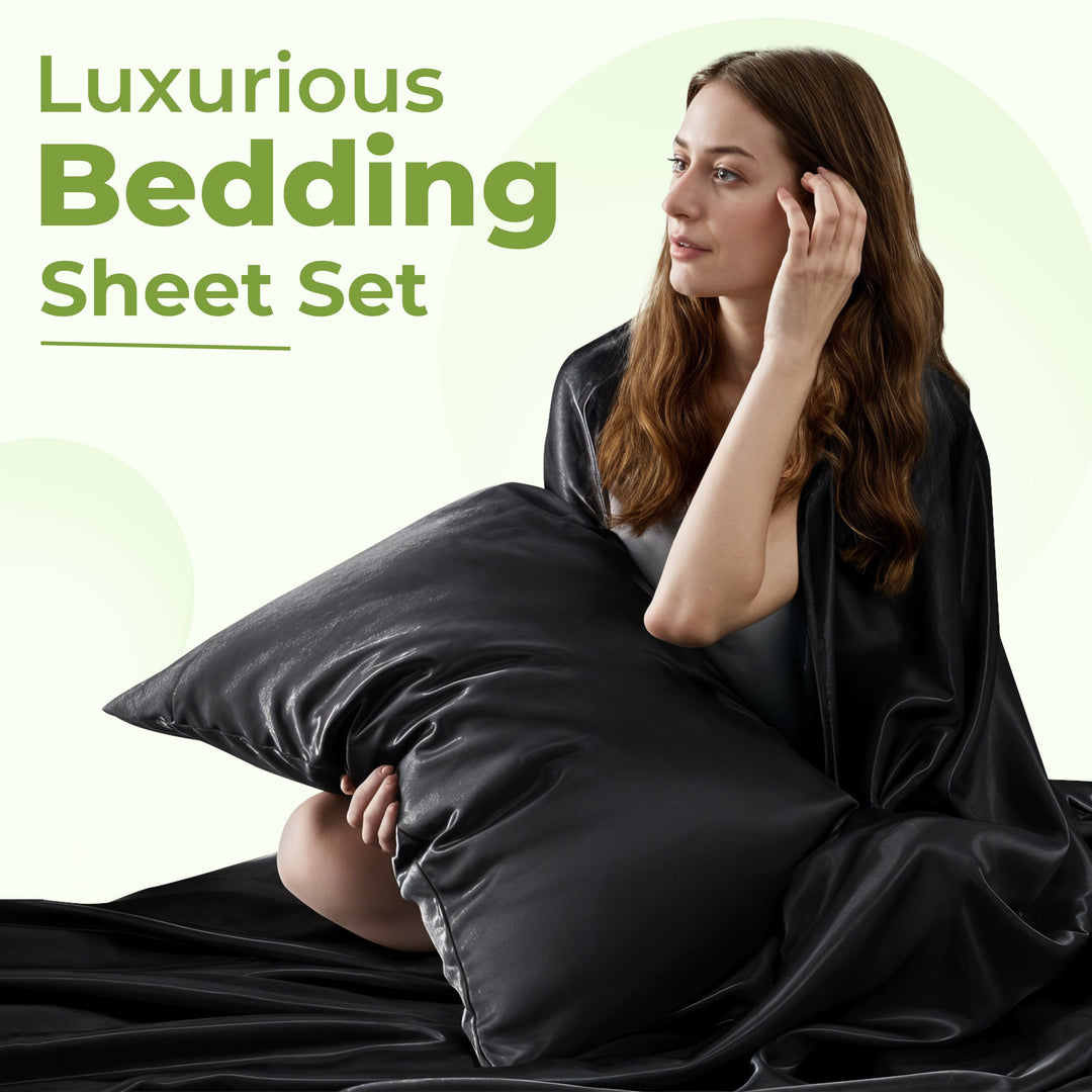 Luxury Satin Sheet Set with Deep Pockets in Four Sizes | Silky Satin Bedding With Deep Fit | Bedding Sets