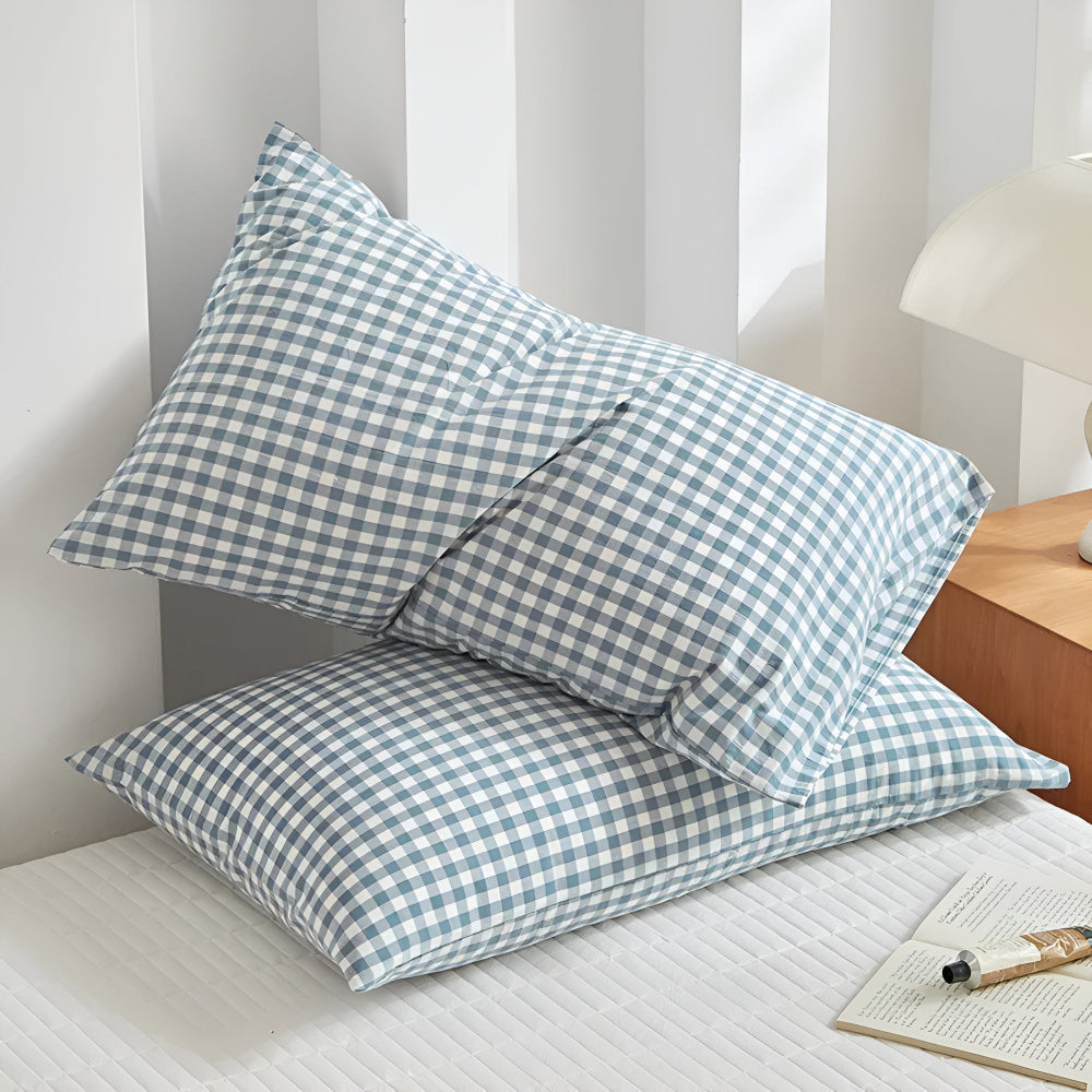 Soft Checkered Plaid Microfiber Pillowcases with Envelope Closure, Set of 2 | Cheerful Checks for Cozy Beds | Pillowcases
