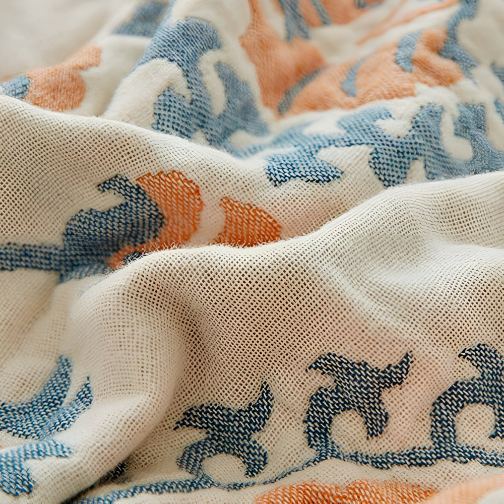 Rustic Floral Reversible Organic Cotton Blanket in Two Sizes | Two Looks in One Organic Blanket | Throw Blankets