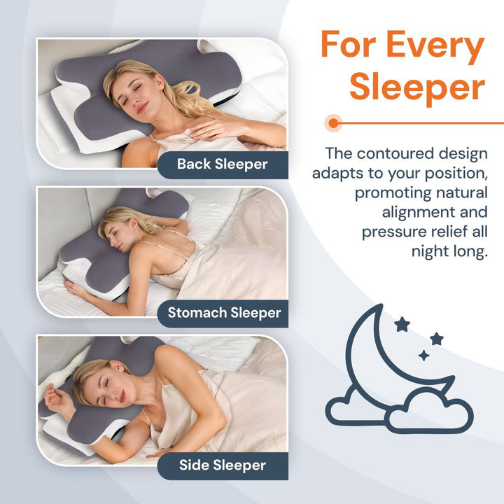 Cervical Pillow with Breathable Ice Silk Pillowcase Included | Cool Comfort From Head to Neck | Bed Pillows