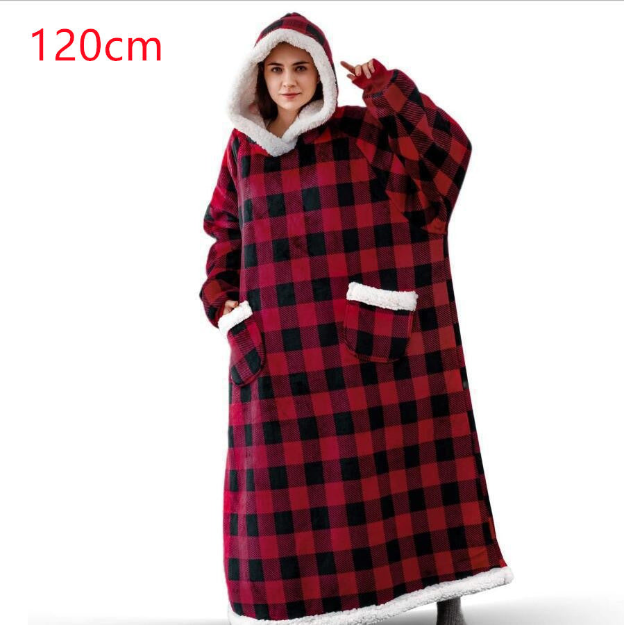 Oversized hoodie blanket with sherpa hood